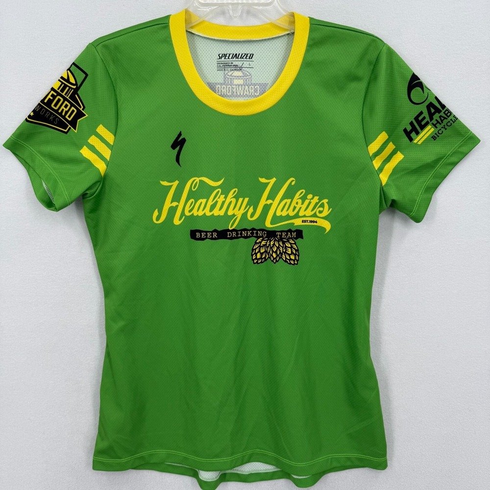 Specialized Women's Large Cycling Jersey Healthy Habits Beer Team Green Crusher